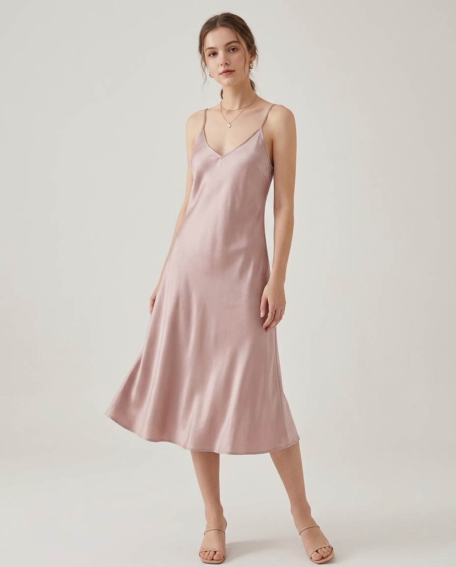 The CMFY Slip Nightdress in Pink, second view.